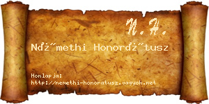 Némethi Honorátusz névjegykártya